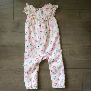Janie and Jack Eyelet sleeveless floral jumpsuit 18-24 months.